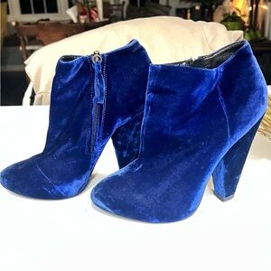 Topshop Royal Blue Velvet Ankle Boots